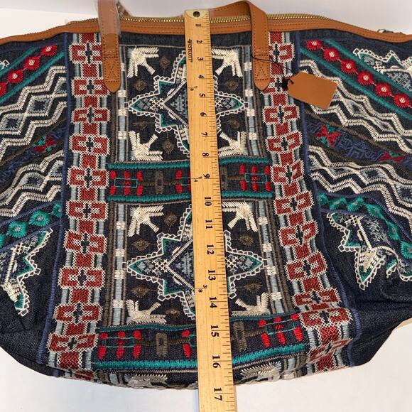 JOHNNY WAS Austin Embroidered Cloth Cotton Large Overnight Tote Weekender Bag - Picture 15 of 15